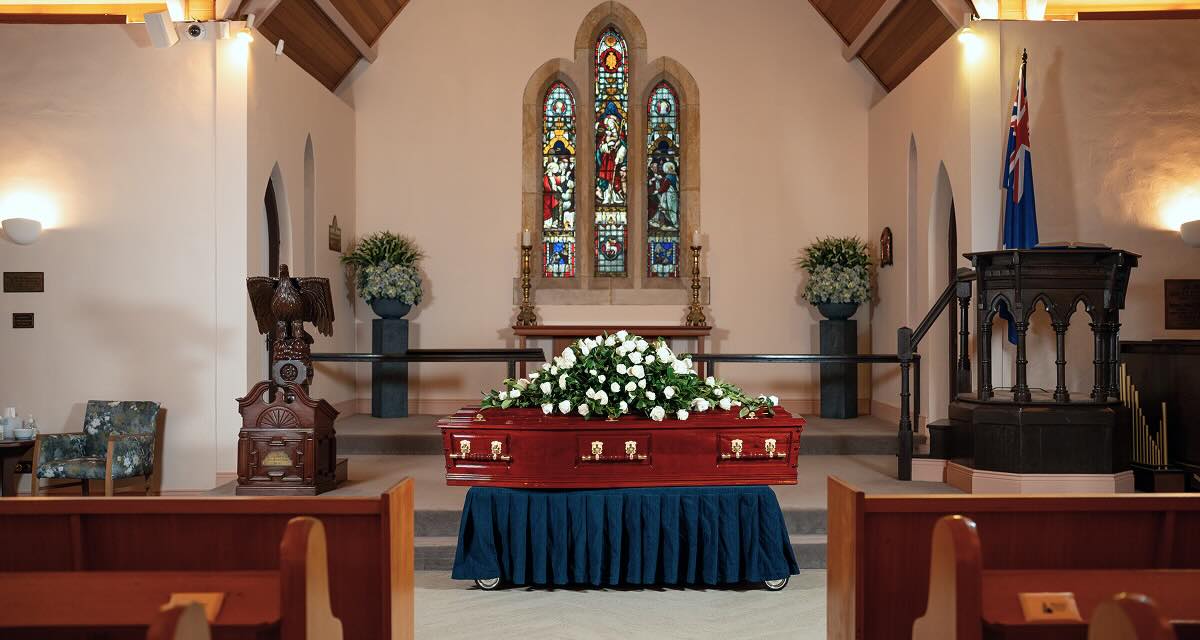 coffin at funeral